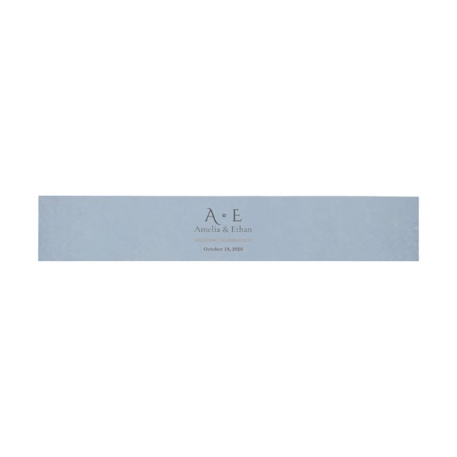 Gold Monogram Belly Band | Wedding Wrap Invitation Belly Band (Flat)