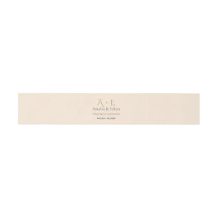 Gold Monogram Belly Band Wedding Wrap Invitation Belly Band