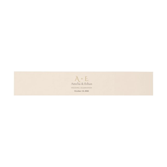 Gold Monogram Belly Band | Wedding Wrap Invitation Belly Band (Flat)