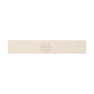 Gold Monogram Belly Band Wedding Wrap Invitation Belly Band
