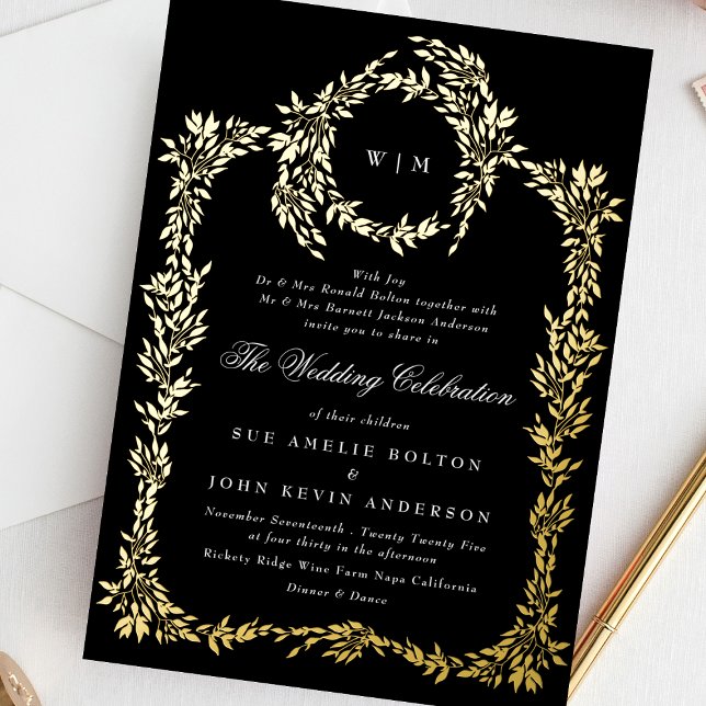 Gold Monogram Black Crest Classic Wedding (Creator Uploaded)