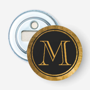 Gold Monogram Black Elegance Bottle Opener