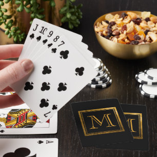 Gold Monogram Black Elegance Playing Cards