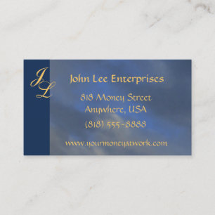 Gold Monogram Blue Sky Elegant Business Card