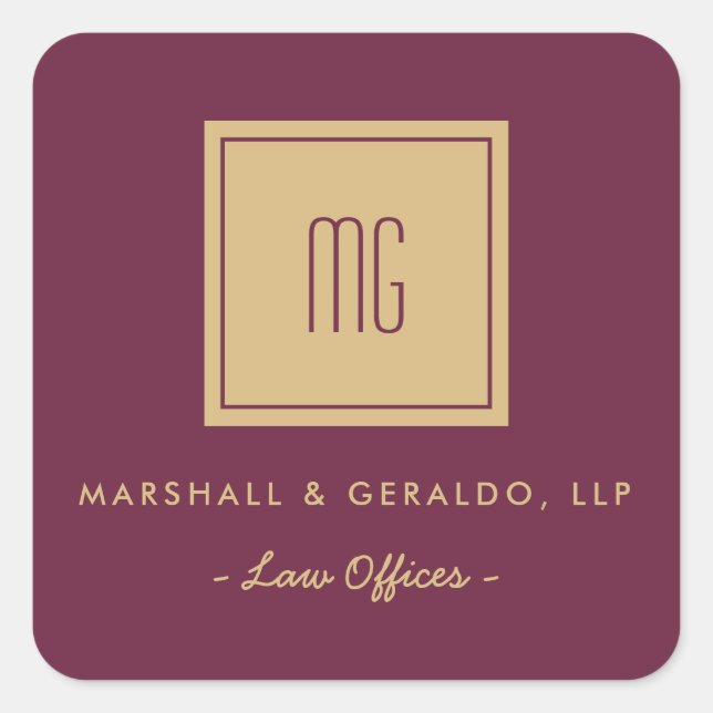 Gold Monogram Business Stickers (Front)
