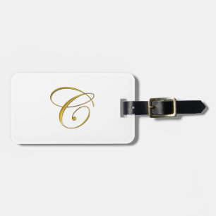 Gold Monogram C Luggage Tag