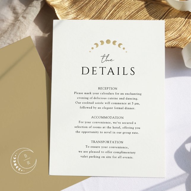 Gold Monogram Celestial Wedding Enclosure Card (Creator Uploaded)
