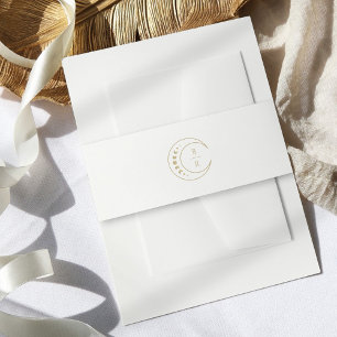 Gold Monogram Celestial Wedding Invitation Belly Band