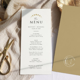 Gold Monogram Celestial Wedding Menu