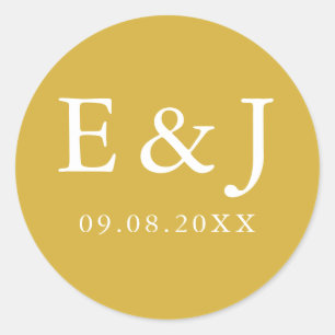 Gold Monogram Classic Round Sticker