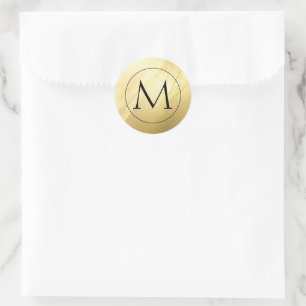 Gold Monogram Classic Round Sticker