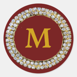 Gold Monogram Classic Round Sticker