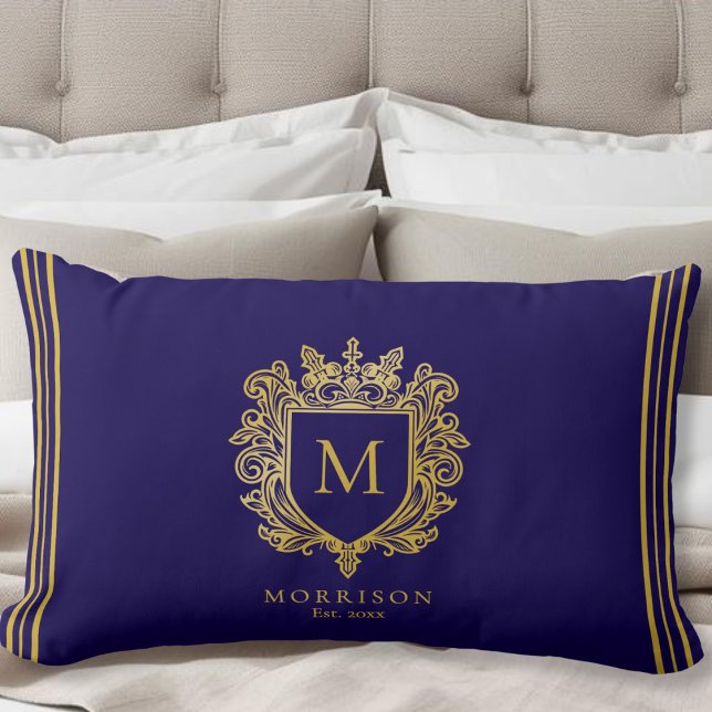 Gold Monogram Crest  Lumbar Cushion (Creator Uploaded)