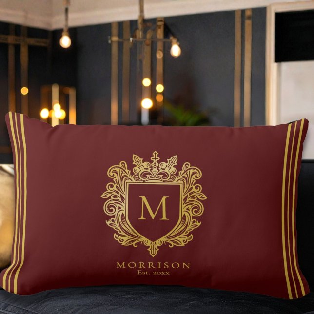 Gold Monogram Crest  Lumbar Cushion (Creator Uploaded)