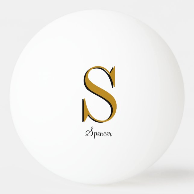 Gold Monogram Custom Name Initial  Ping Pong Ball (Front)