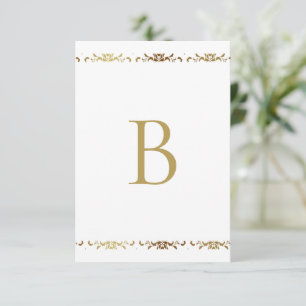 Gold Monogram Damask Elegant Thank You Card