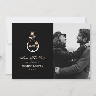 Gold Monogram Diamond Wedding Photo Save The Date