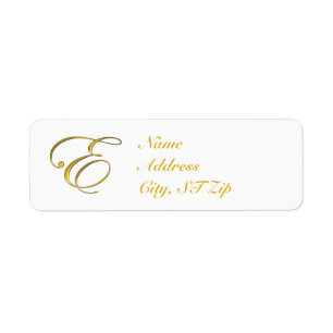 Gold Monogram E Address Labels