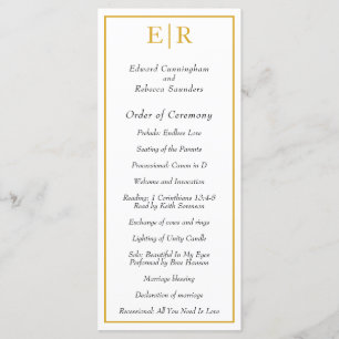 Gold Monogram Elegant Classic Wedding Programme