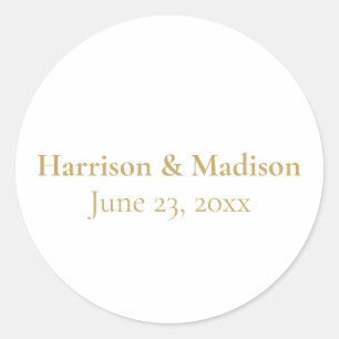 Gold Monogram elegant custom script wedding favour Classic Round Sticker