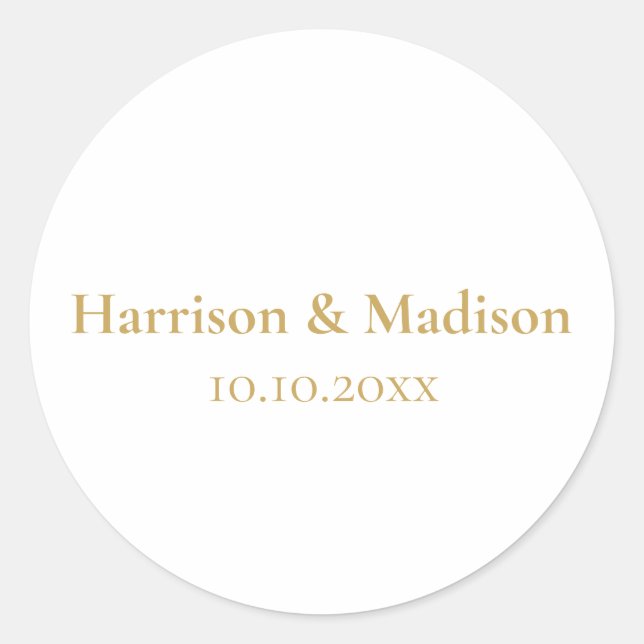 Gold Monogram elegant custom wedding favours Classic Round Sticker (Front)