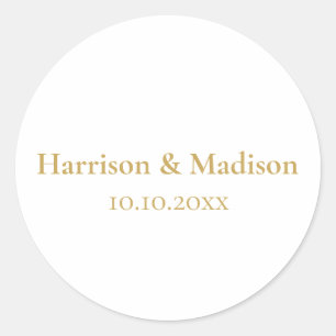 Gold Monogram elegant custom wedding favours Classic Round Sticker