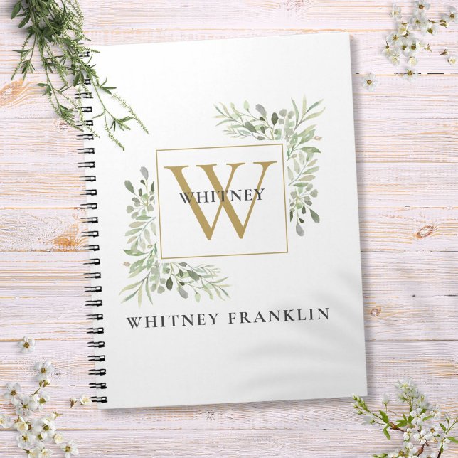 Gold Monogram Elegant Eucalyptus Greenery Notebook (Gold Monogram Elegant Eucalyptus Greenery Notebook)