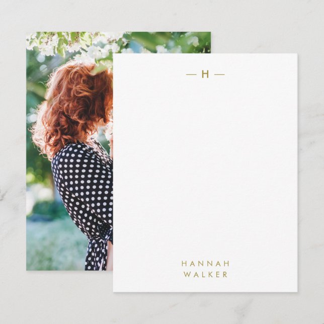 Gold Monogram | Elegant Sophisticated Modern Photo Card (Front/Back)