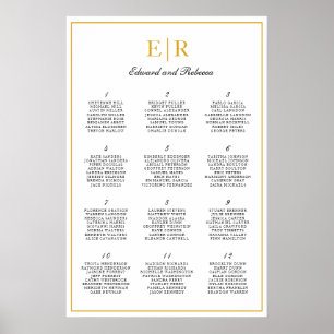 Gold Monogram Elegant Wedding Seating Chart