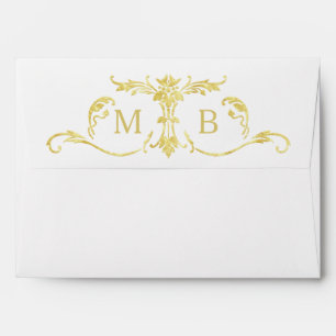 Gold monogram envelopes gold wedding set