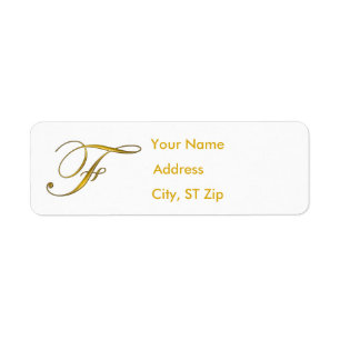 Gold Monogram F Address Labels