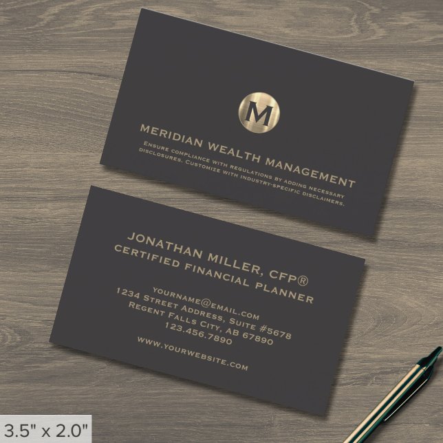 Gold Monogram Financial Business Card (Creator Uploaded)