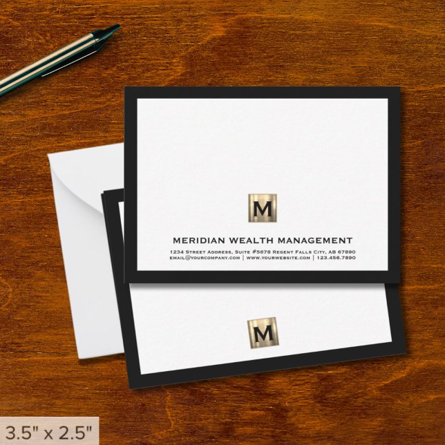 Gold Monogram Financial Planner Note Card (Creator Uploaded)