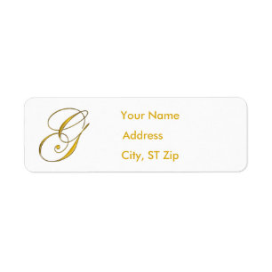 Gold Monogram G Address Labels