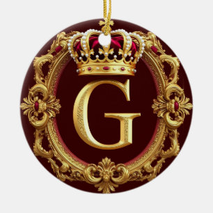 🌸 Gold Monogram G Royal Classic Home Decor Ceramic Tree Decoration