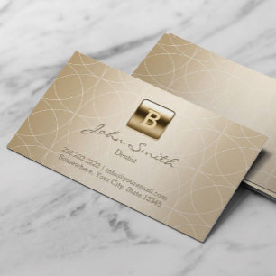 Gold Monogram Geo Patterns Dentist Business Card