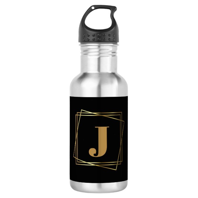 Gold Monogram Geometric Frame  710 Ml Water Bottle (Front)