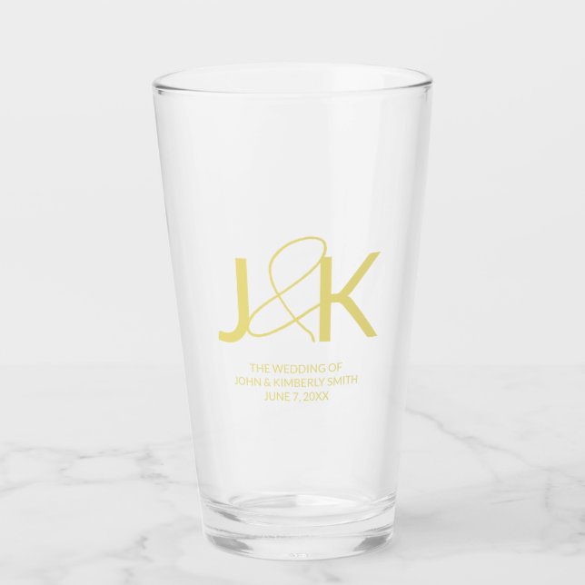Gold Monogram Glass Cup (Front)