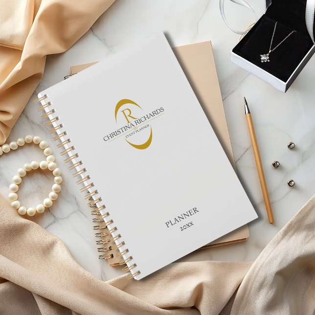 Gold Monogram Grey Modern Elegant Business Planner (Creator Uploaded)