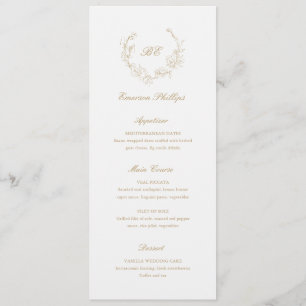 Gold Monogram Guest Name Elegant Wedding Menu