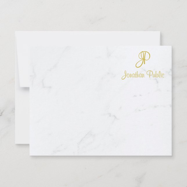 Gold Monogram Handwritten Script Marble Template (Front)