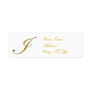 Gold Monogram I Return Address Labels
