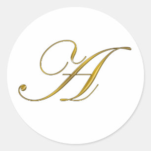 Gold Monogram Initial A Stickers
