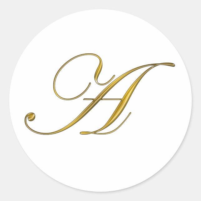 Gold Monogram Initial A Stickers (Front)