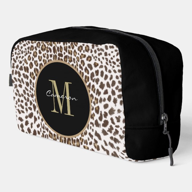 Gold Monogram Initial and Name On Black Gift Dopp Kit (Right Corner)