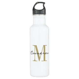 Gold Monogram Initial and Name Personalised  710 Ml Water Bottle
