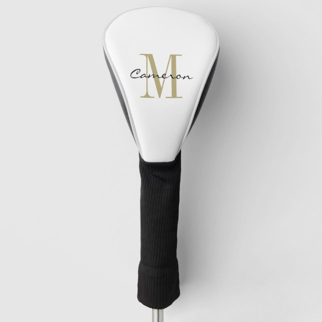 Gold Monogram Initial and Name Personalised Gift Golf Head Cover (Front)