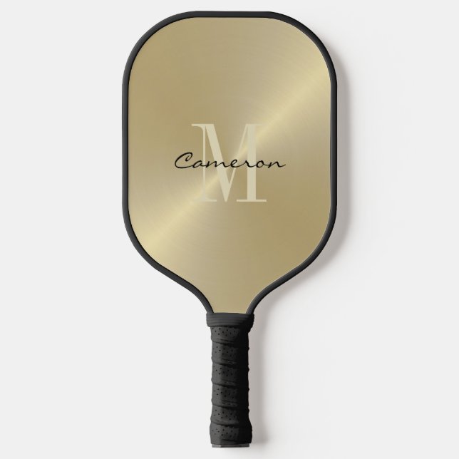 Gold Monogram Initial and Name Personalised Gold Pickleball Paddle (Front)