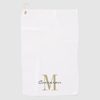 Gold Monogram Initial and Name Personalised Golf Towel