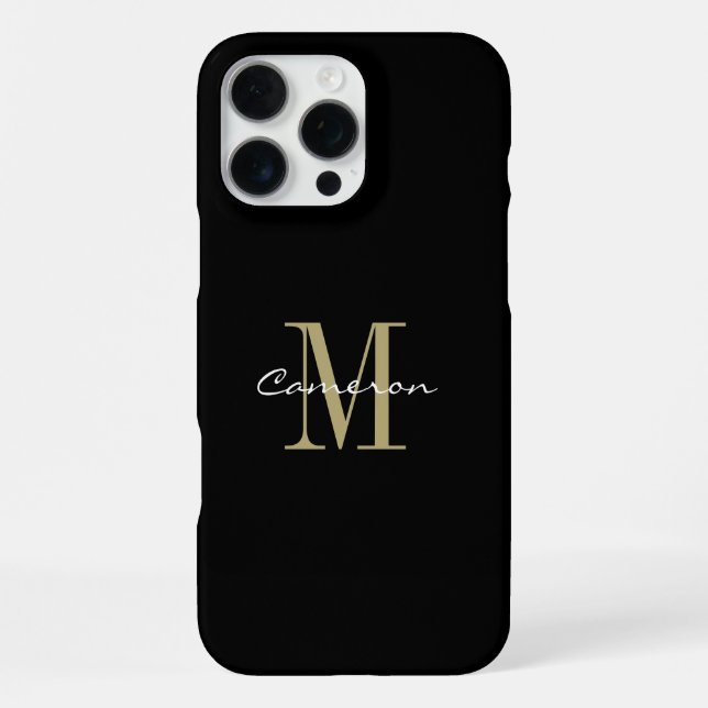 Gold Monogram Initial and Name Personalised  iPhone Case (Back)